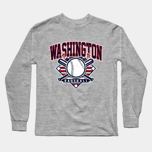 Vintage Washington Baseball Long Sleeve T-Shirt by funandgames